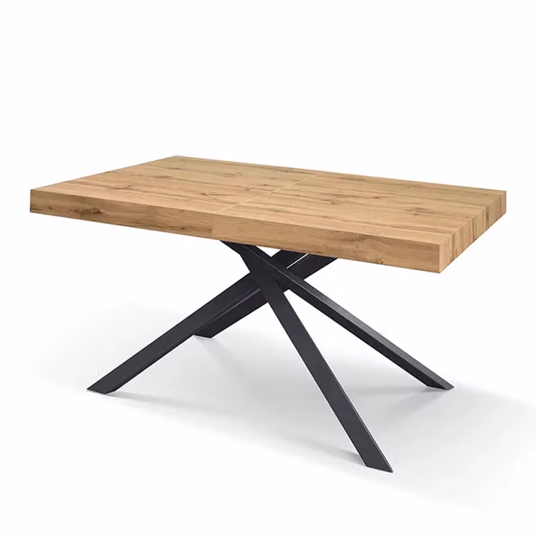 Tavolo FORTE DEI MARMI rovere rustico allungabile con base antracite 180×90 cm – 260×90 cm
