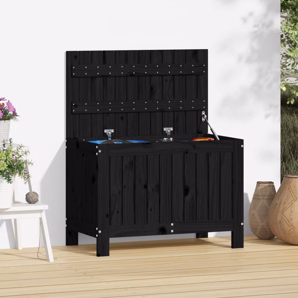 Contenitore da giardino vidaXL in legno massello di pino nero, stile rustico, L 76 cm x P 42,5 cm x H 54 cm
