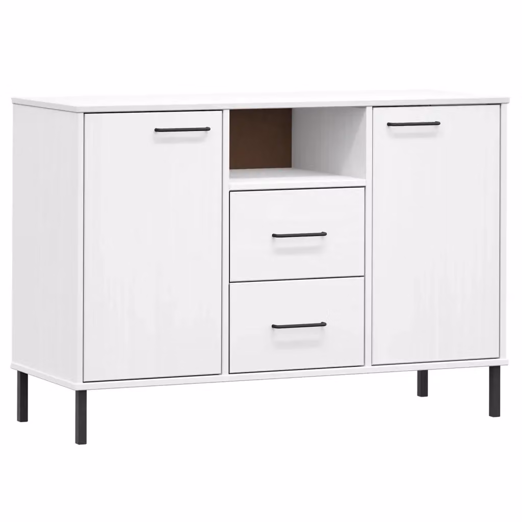 Credenza in legno di pino e metallo stile industrial bianca vidaXL L/P/H: 113 x 40 x 77 cm – 2