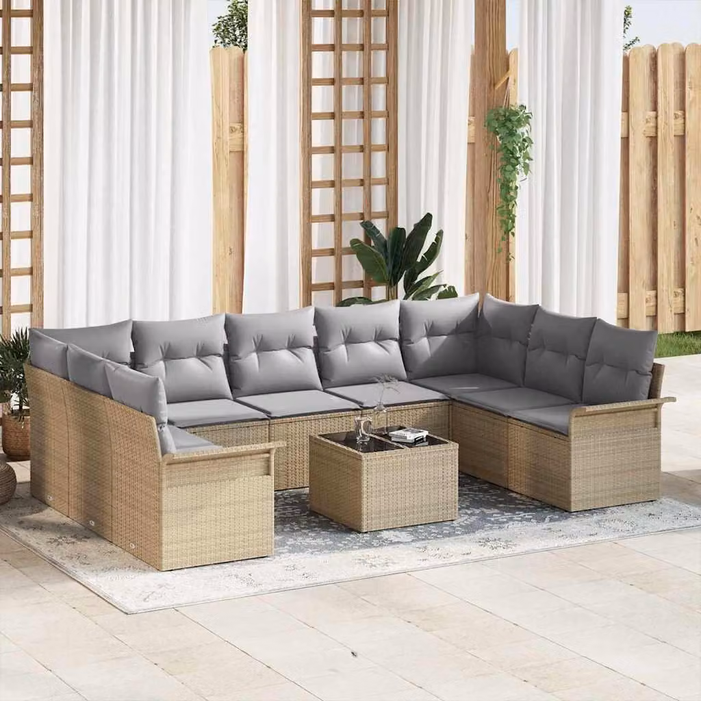 Maison Exclusive - Set Divano da Giardino con archiviazione 10 pcs Nero polyrattan