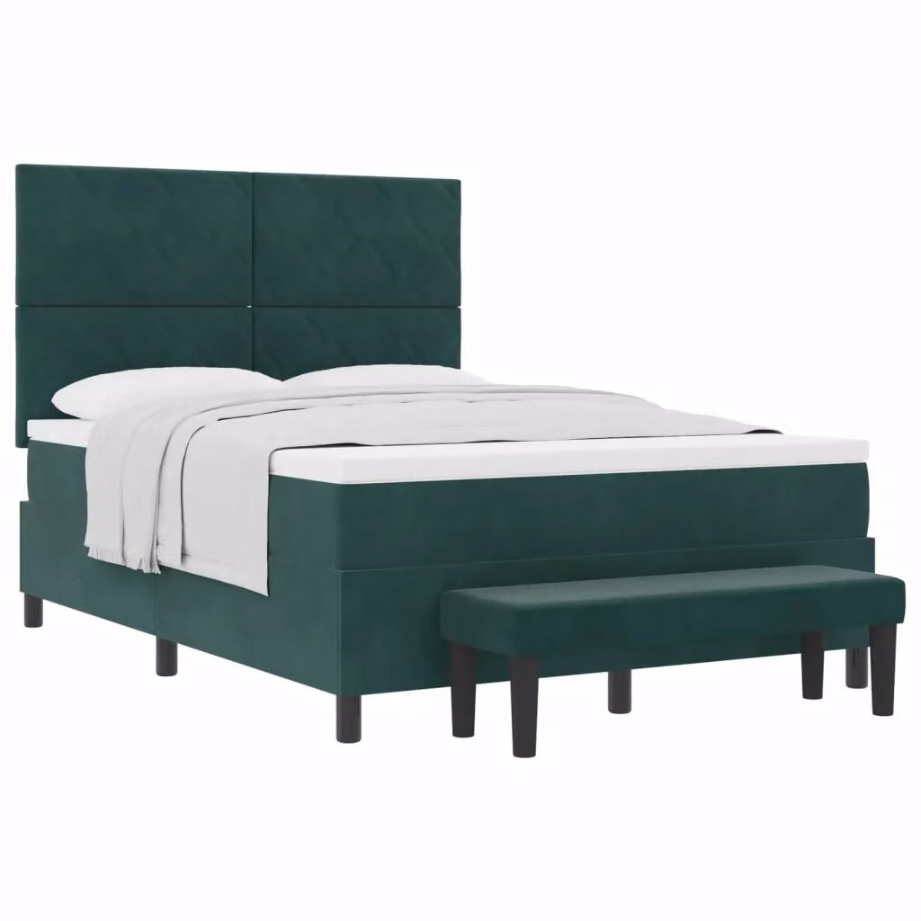 Letto a molle moderno vidaXL con testiera in velluto verde scuro L/P/H: 160 x 200 x 128 cm – 2