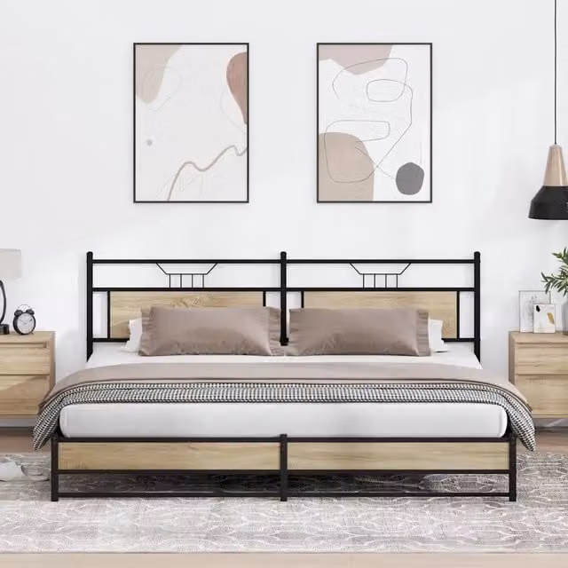 Giroletto vidaXL in metallo e MDF color Rovere Sonoma, L 200 x P 200 cm – 1