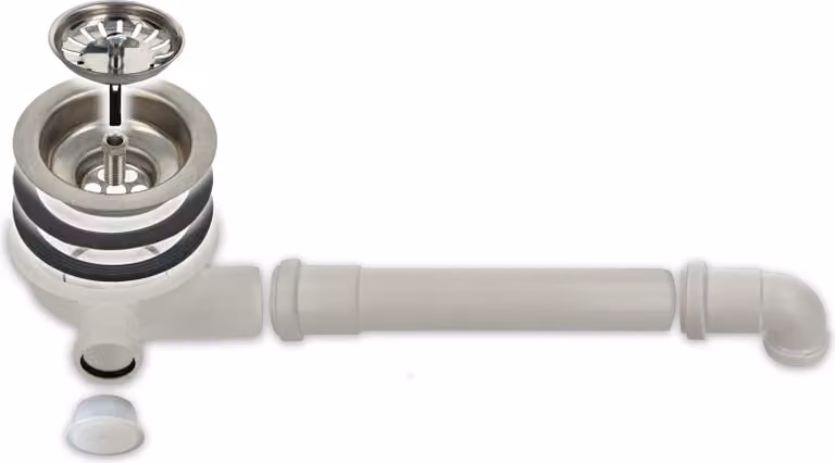 valvola di scarico a cestello per lavello tecuro Ø 114 mm (3 1/2 inch) con uscita salvaspazio e GA
