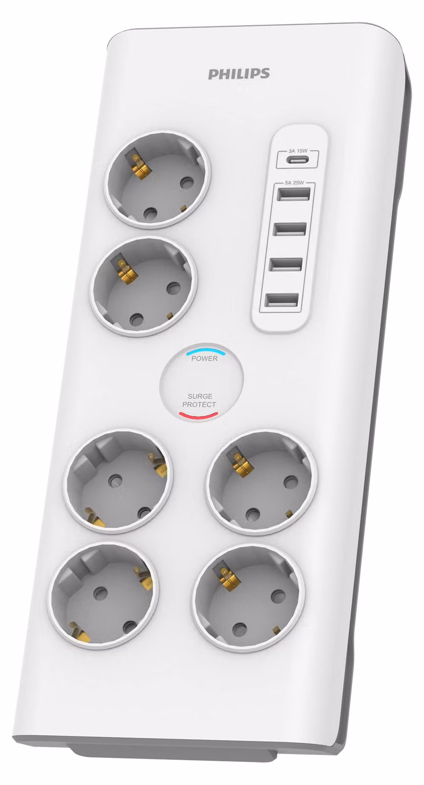 Ciabatta multipresa Philips SPN7060WA/10 con 6 prese Schuko e 4 porte USB da 35 W