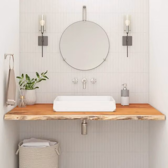 Piano Bagno 120x60x2,5 cm Rettangolare Legno Massello di Acacia 370264