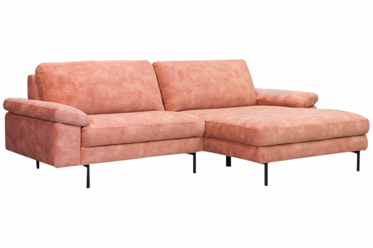 KAWOLA Divano VISAO Ecksofa Velvet Recamiere rechts rosa