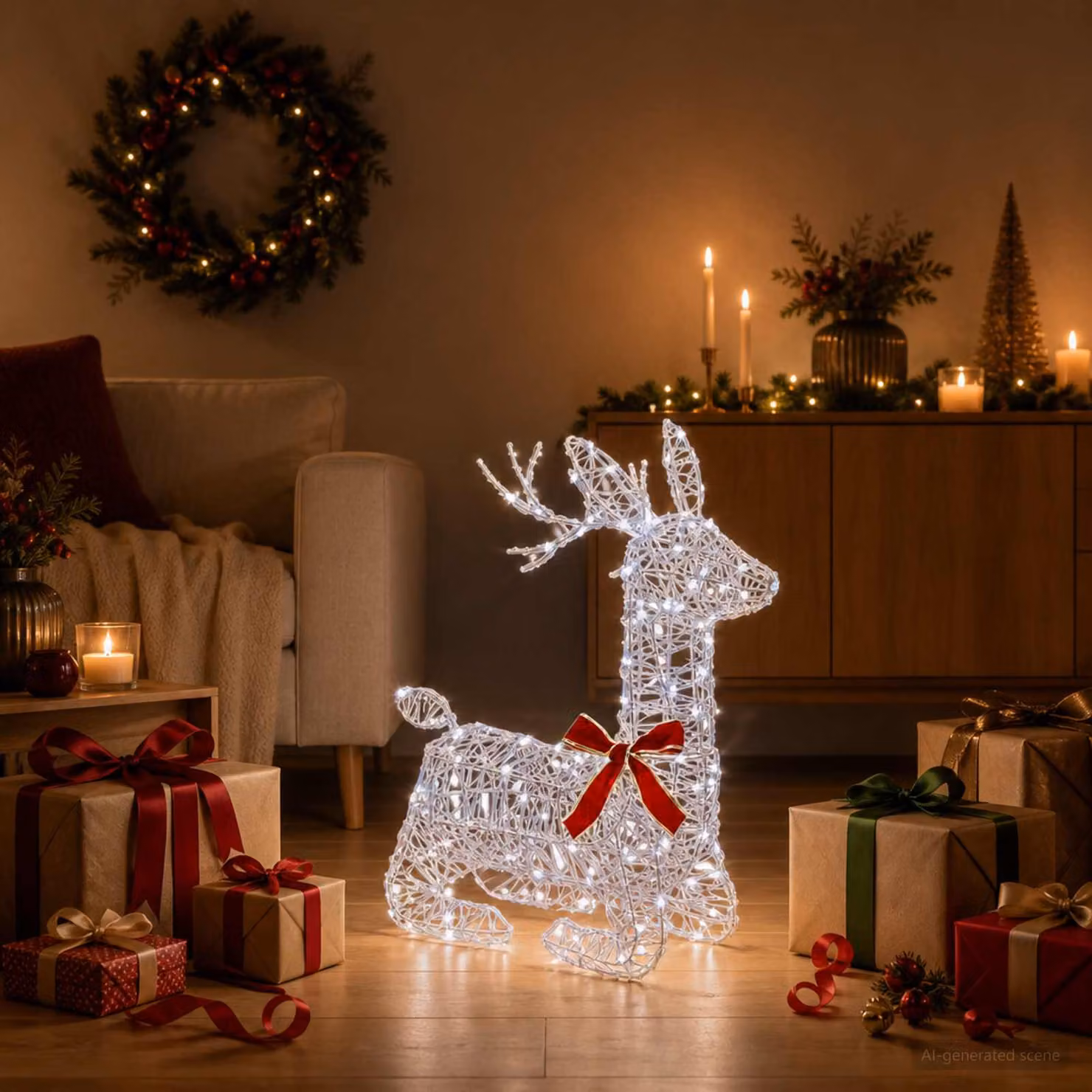 vidaXL Renna di Natale 3D LOVIISA 140 LED Bianco freddo