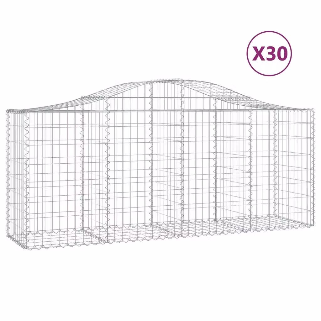 Set di 30 Cesti Gabbioni ad Arco Videx in Acciaio Zincato Argento L: 200 cm, P: 50 cm, H: 80/100 cm – 2