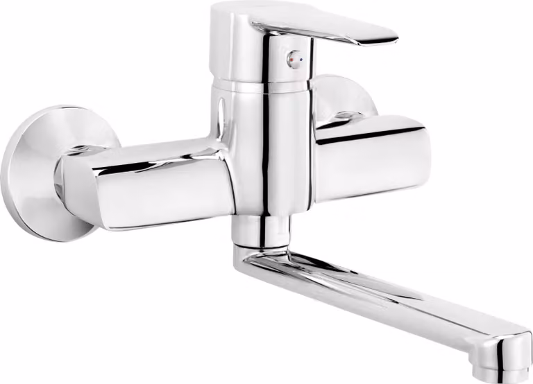Wall-mounted washbasin mixer