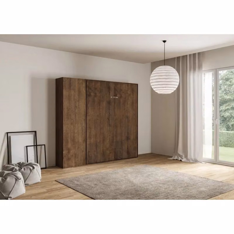 Letto a scomparsa verticale Kentaro Itamoby con colonna, colore Noce – 2