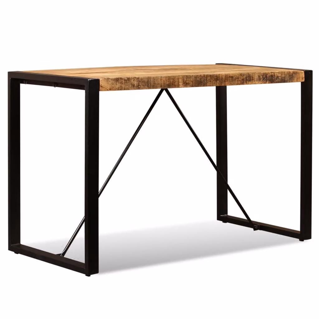Tavolo da Pranzo in Legno Massello di Mango Grezzo 120 cm