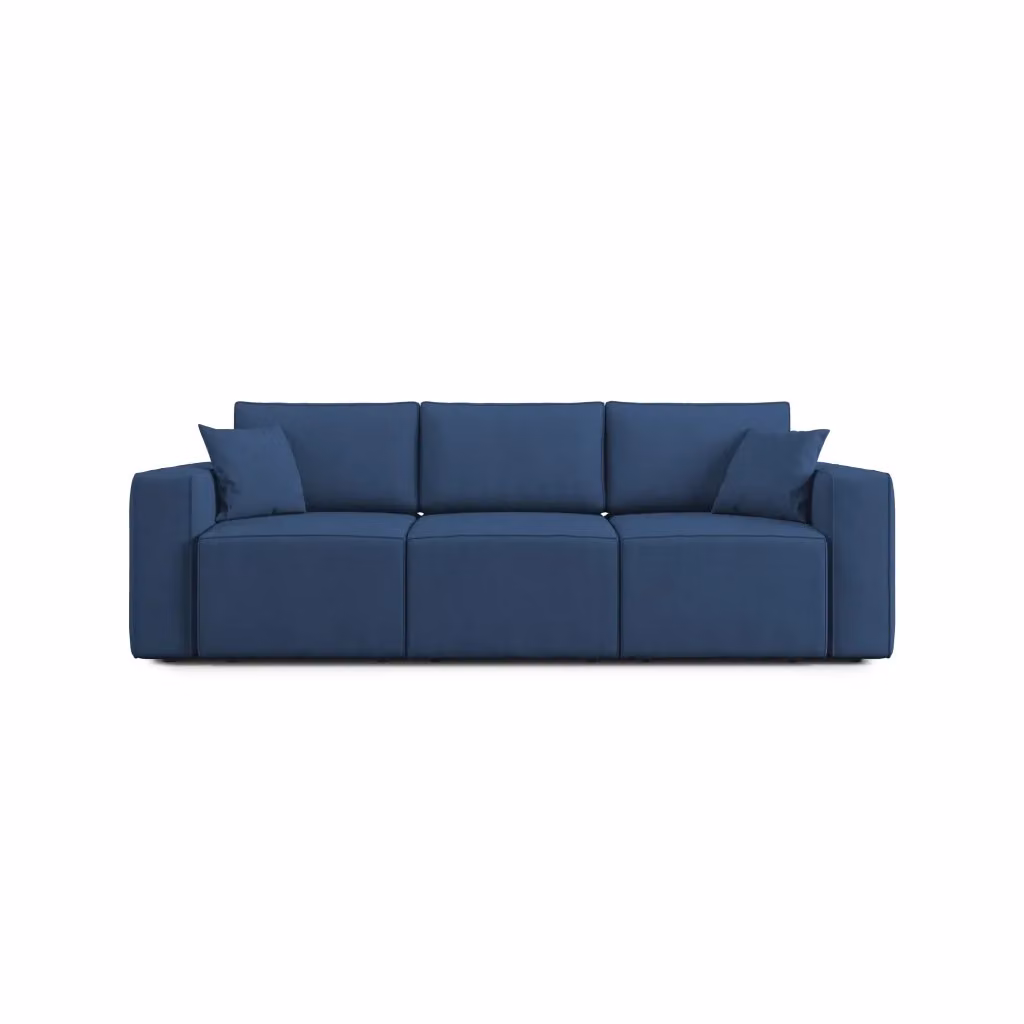 Divano Morfeo a 3 sedute Divani.Store in tessuto blu con profondità della seduta regolabile e coperture rimovibili, Larghezza: 245 cm – 2