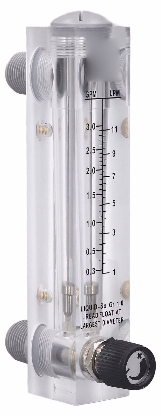 Misuratore di flusso di liquidi, in acrilico trasparente, regolabile, per montaggio su pannello, misuratore di portata d'acqua, da 0,3 a 3 GPM