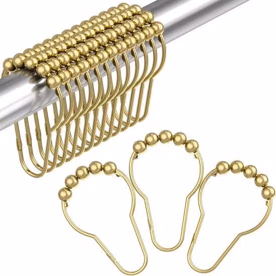 Ganci per tenda da doccia, ganci decorativi per tenda da doccia, ganci per tenda da doccia in acciaio inossidabile, ganci per tenda da doccia da bagno, 12 pezzi, dorati