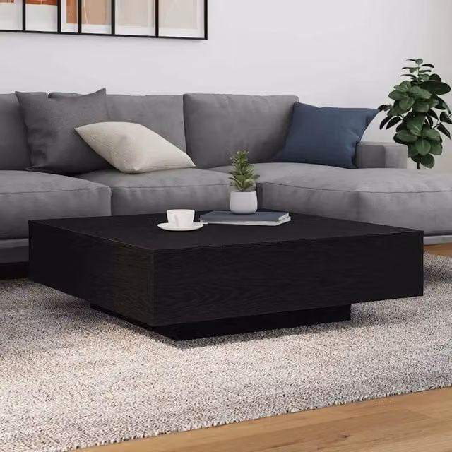 Tavolino da salotto moderno vidaXL in rovere nero L: 100 cm, P: 100 cm, H: 31 cm