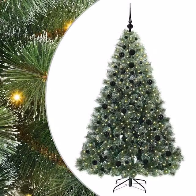 Albero di Natale artificiale moderno vidaXL verde con 300 LED luce bianca calda in PE e PVC, Altezza: 180 cm – 1