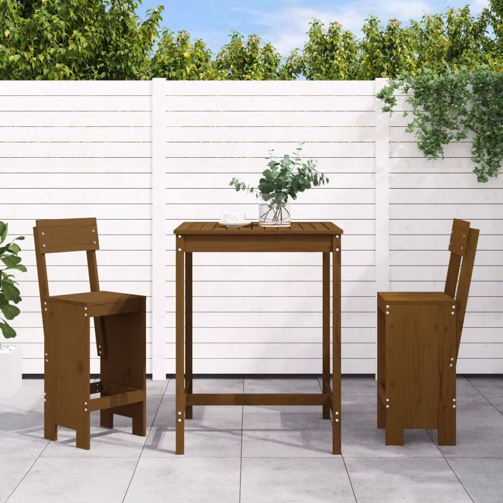 Set Bar da Giardino vidaXL in 3 pezzi in Legno di Pino Marrone