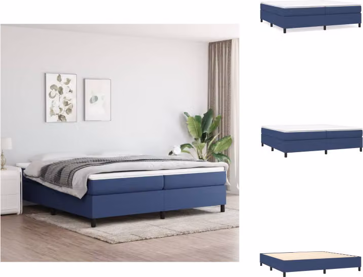 vidaXL Letto a molle con materasso blu 200x200 cm in tessuto - Letti & strutture letto