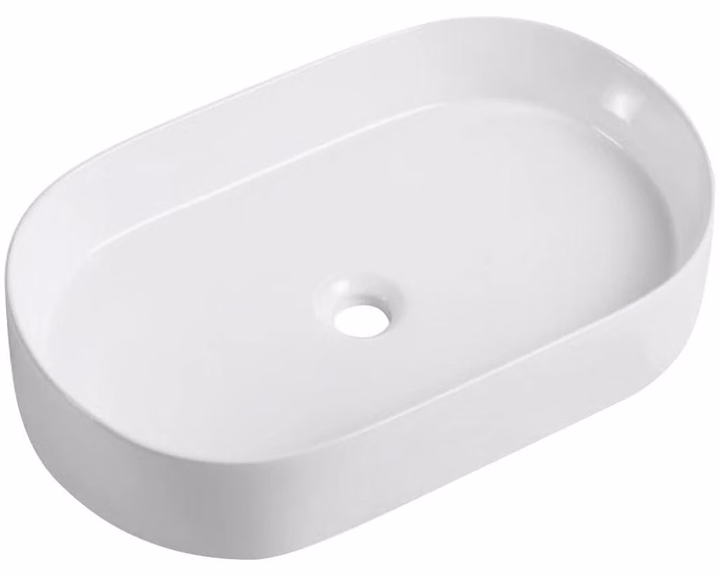 CERANO - Lavabo in Vetroceramica Federico - da appoggio - bianco lucido - 60x38 cm