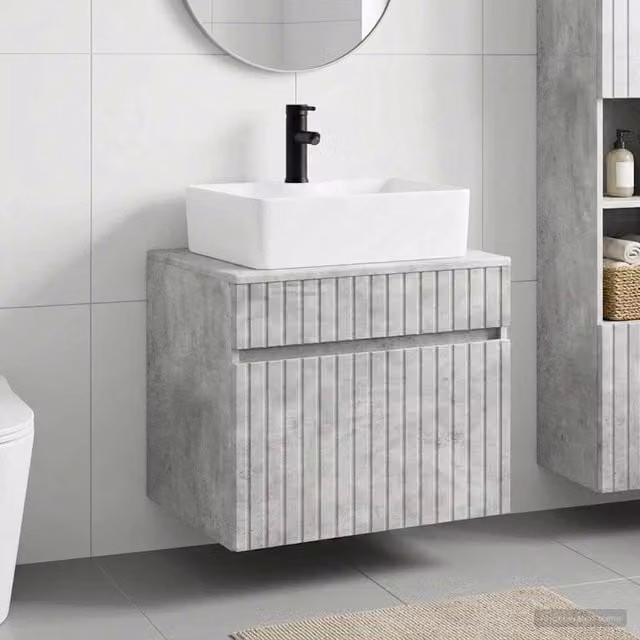 Set di mobili per il bagno Grigio Cemento Legno ingegnerizzato 3404293