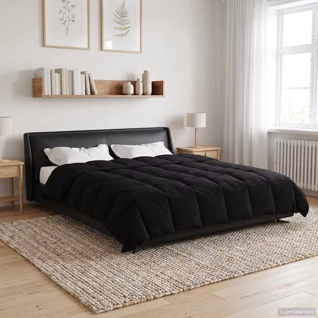 Piumino estivo traspirante e reversibile vidaXL in microfibra, Nero, 200 x 220 cm