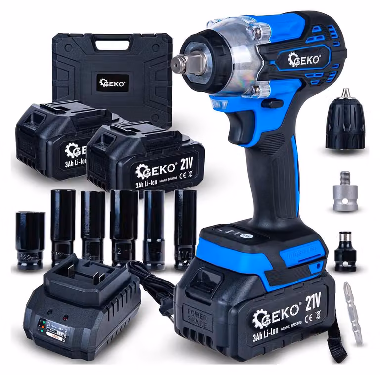 Avvitatore a impulsi a batteria 3-in-1 / impact driver/trapano a percussione – 350Nm 1/2" con motore brushless, 2× batterie 3.0ah, bussole, inserti – ideale per auto, DIY, accessori inclusi 21V pistola pneumatica portatile