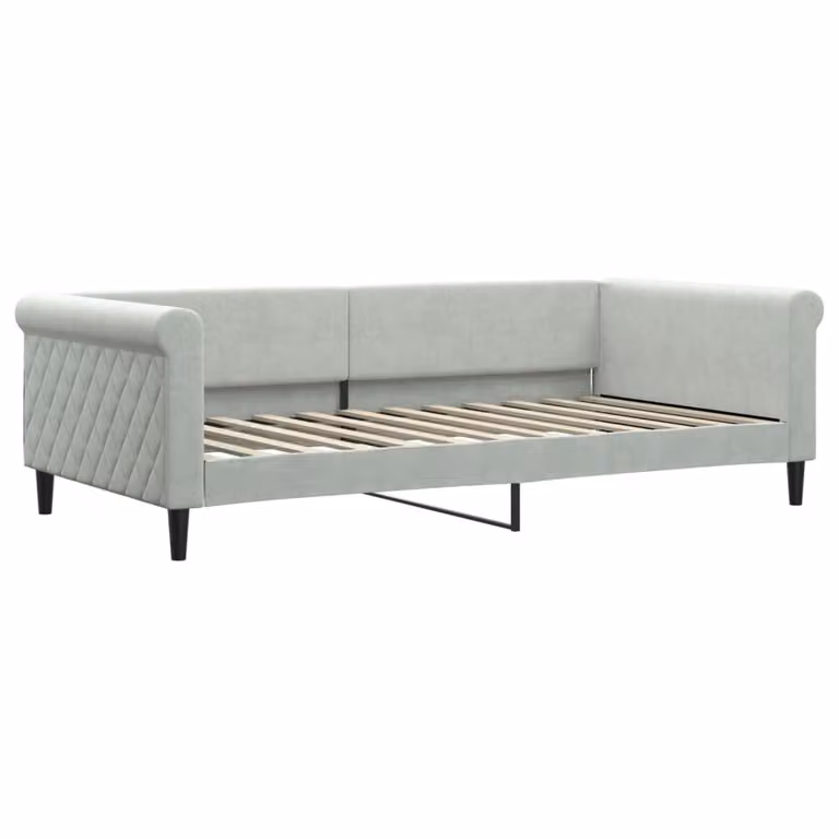 Letto da Giorno Grigio Chiaro 100x200 cm in Velluto
