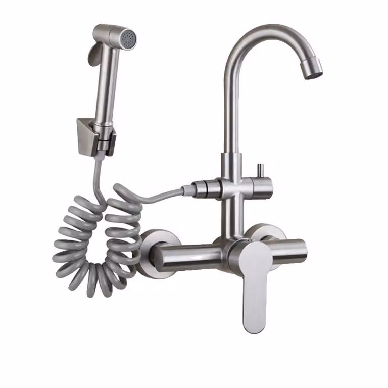 Rubinetto da cucina, a parete, bidet estraibile, BIANCO