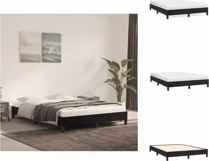 vidaXL Struttura letto nera 140x190 cm in velluto - Letti e strutture letto