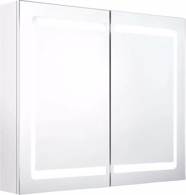 Armadietto Bagno | Armadio da bagno con Specchio e LED Bianco Lucido 80x12x68 cm