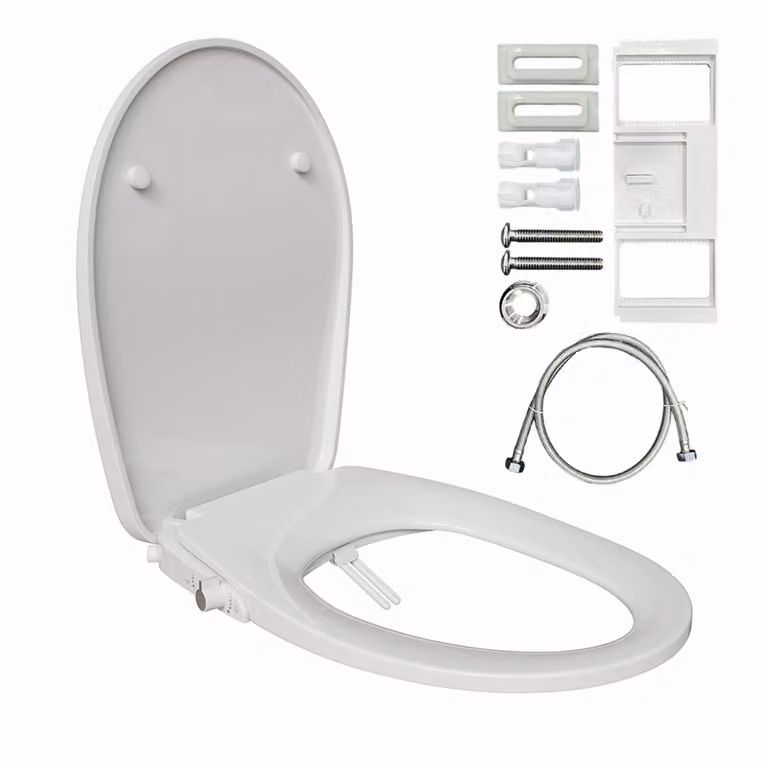 HOROW Sedile per doccia con funzione bidet Attacco per bidet senza collegamento alla rete elettrica con due ugelli per doccia per glutei e doccia per signora Coperchio della toilette con chiusura morbida