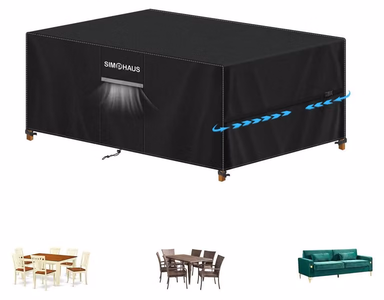 Copertura per mobili da giardino, dimensioni 140x80x80 cm, impermeabile, resistente e realizzata in tessuto Oxford 420D, colore nero