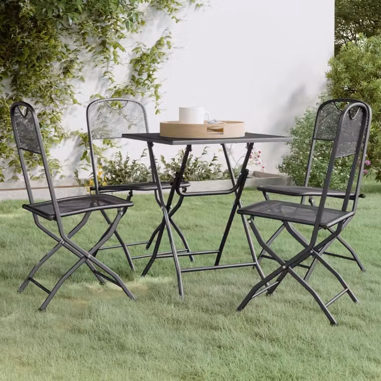 The Living Store Set da pranzo da giardino 5 pezzi in metallo espanso antracite