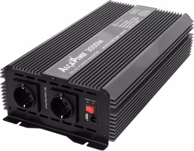 Inverter Alca Power SOFT START IRS3000-24 Nero con USB-C, Input 24V DC, Output 220V AC, 3000W – 1
