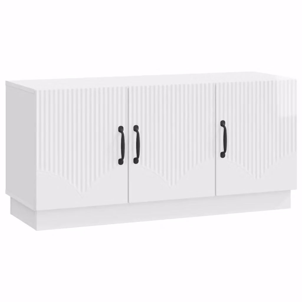 Mobile TV moderno bianco lucido con vani porta media L: 99 cm, P: 34,5 cm, H: 47 cm – 2