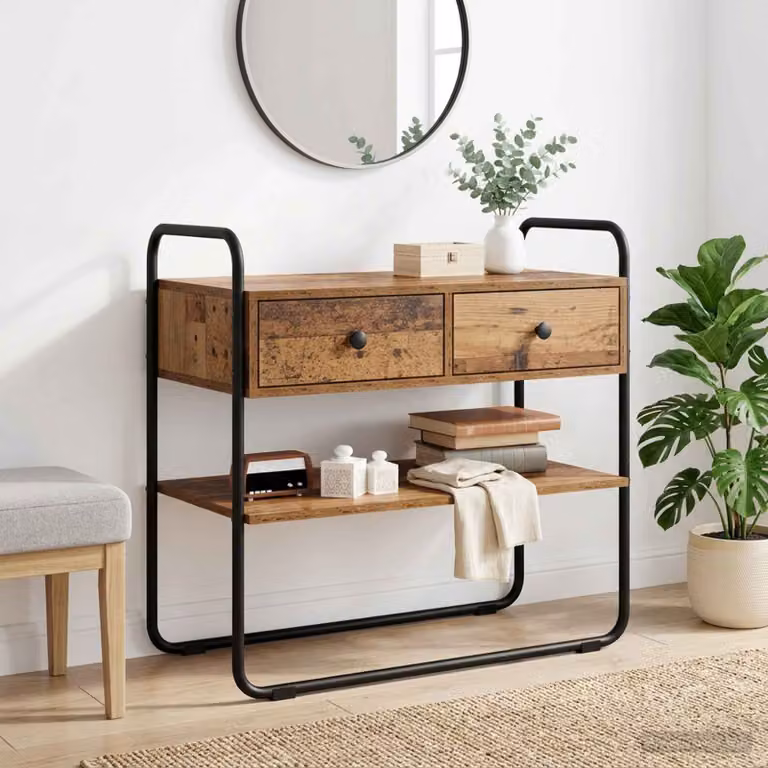 vidaXL Tavolo consolle moderno in legno color marrone L 100 cm, P 40 cm, H 75 cm