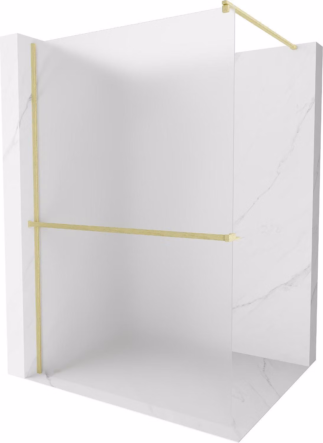 Mexen Kioto+ parete doccia con mensola Walk-in 140 x 200 cm, brina, oro spazzolato - 800-140-121-55-30