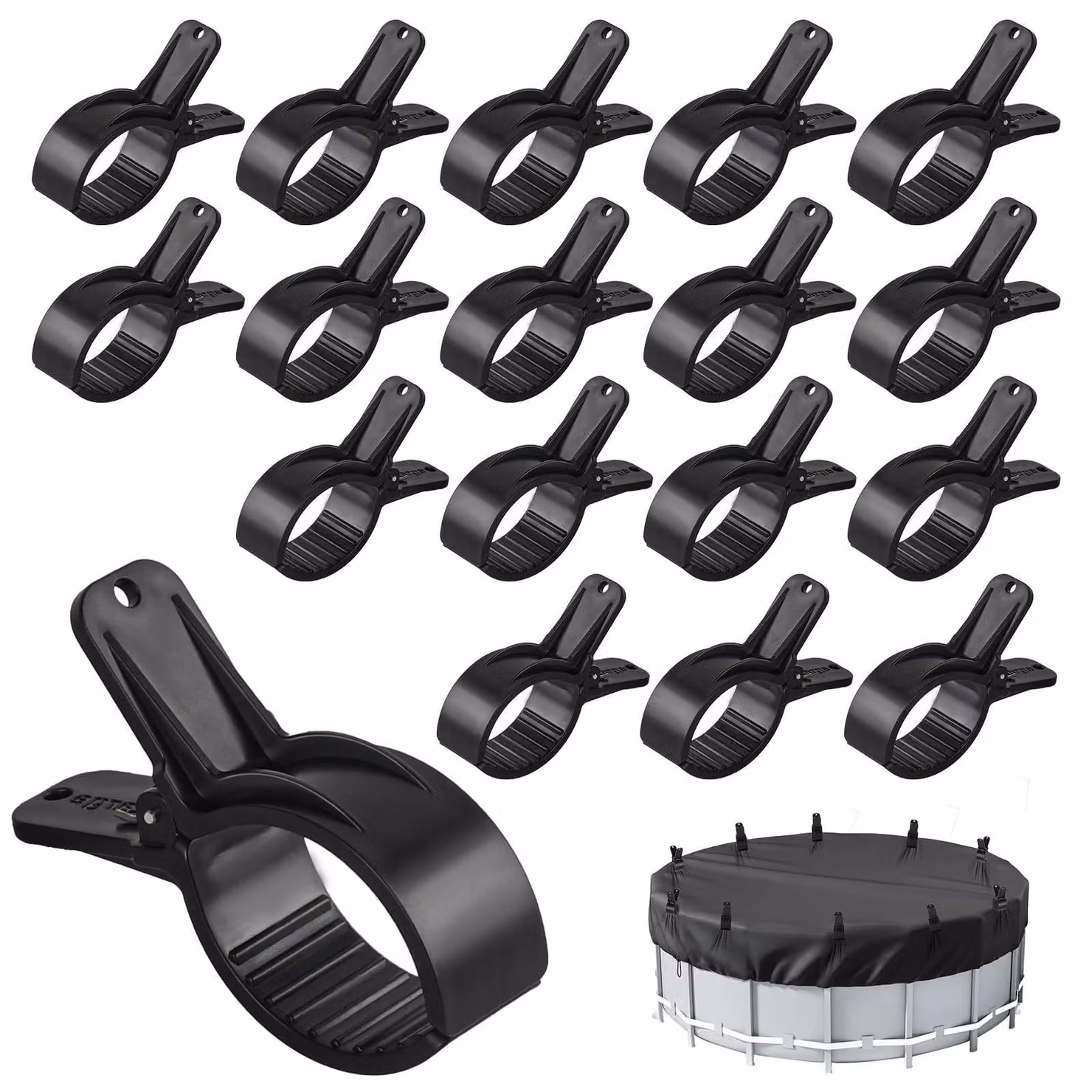 Elzusha - Set di 18 robuste clip per coperture di piscine
