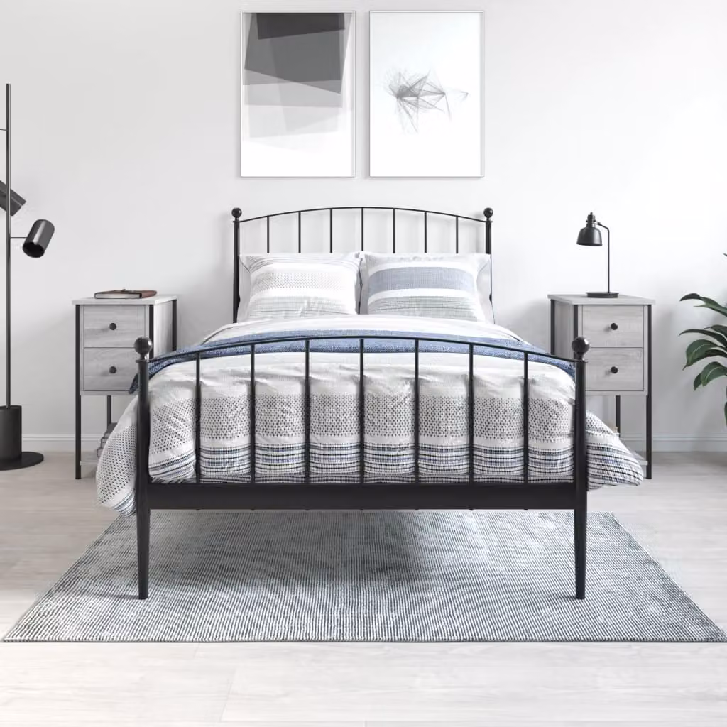 Set di 2 comodini vidaXL moderni in legno e metallo, colore grigio, da appendere a parete, L 32 cm x P 42 cm x H 70 cm