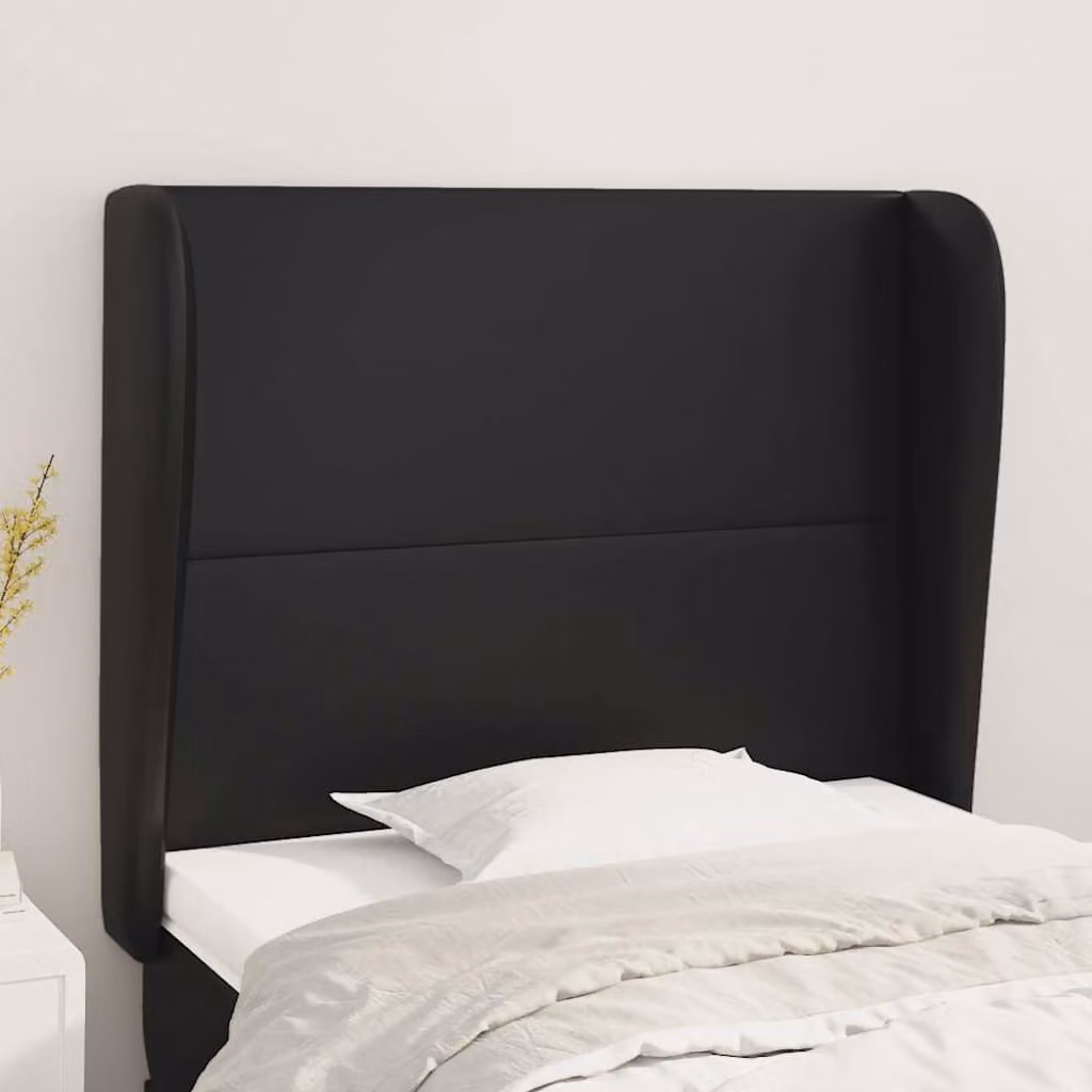 Testiera per letto vidaXL in similpelle nera con pannello imbottito, L 93 cm, P 23 cm, H 118-128 cm