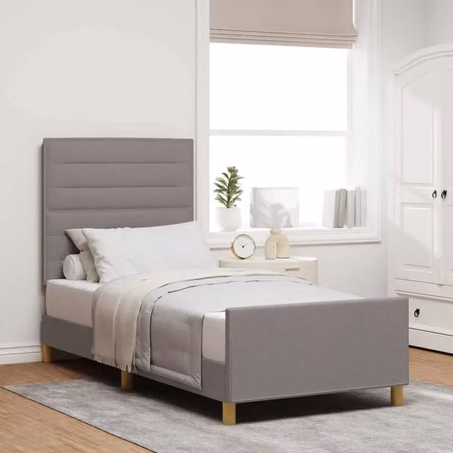 Struttura del letto con testiera Talpa vidaXL in tessuto beige o grigio, L/P/H: 90 x 200 cm – 1