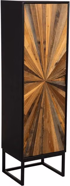 Mobiletto in legno di recupero nero con 2 ripiani 40,5x37x139,5h cm