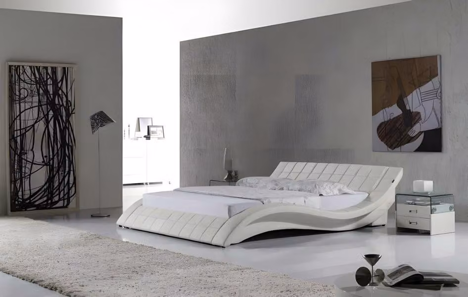 Bett Weiß Schlafzimmer JV Möbel Liegefläche 180x200 Schlafzimmer Kunstleder