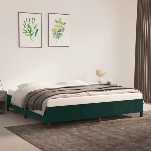Struttura Letto Design Mania in Velluto Verde Scuro L/P: 200 x 200 cm