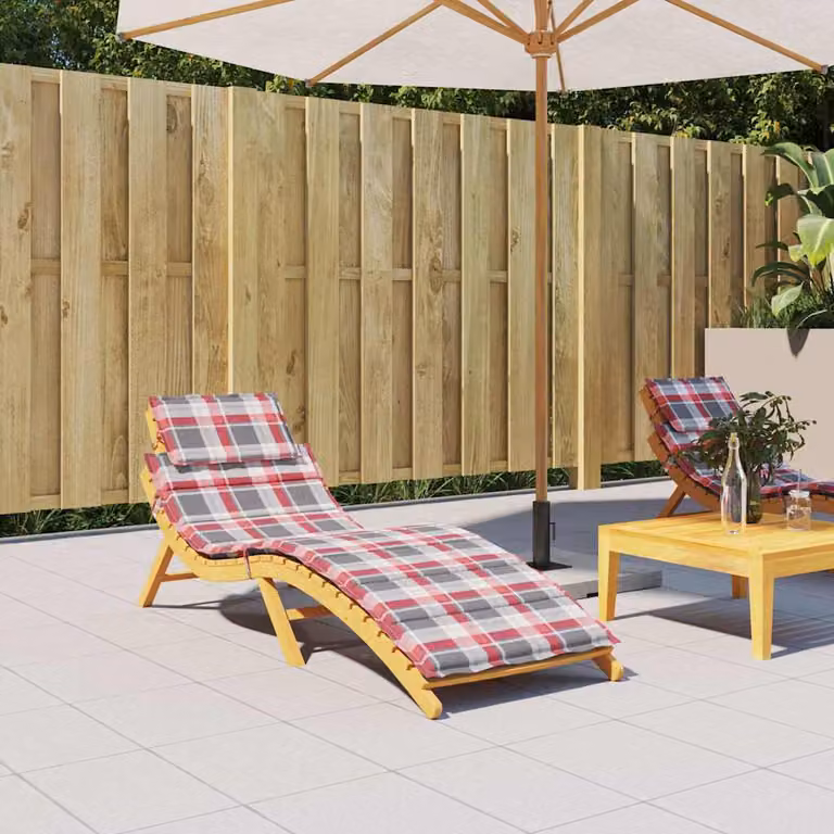 vidaXL Cuscino per Lettino a Quadri Rossi Multicolore in Tessuto Oxford e Poliestere L: 186 cm, P: 58 cm, H: 4 cm