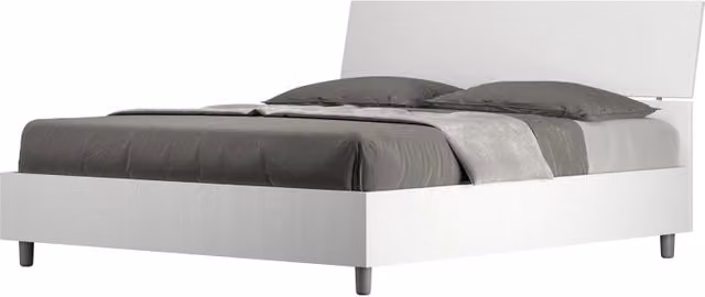 Letto Matrimoniale 160x200 cm testata inclinata Demas - Contenitore,Bianco Frassino