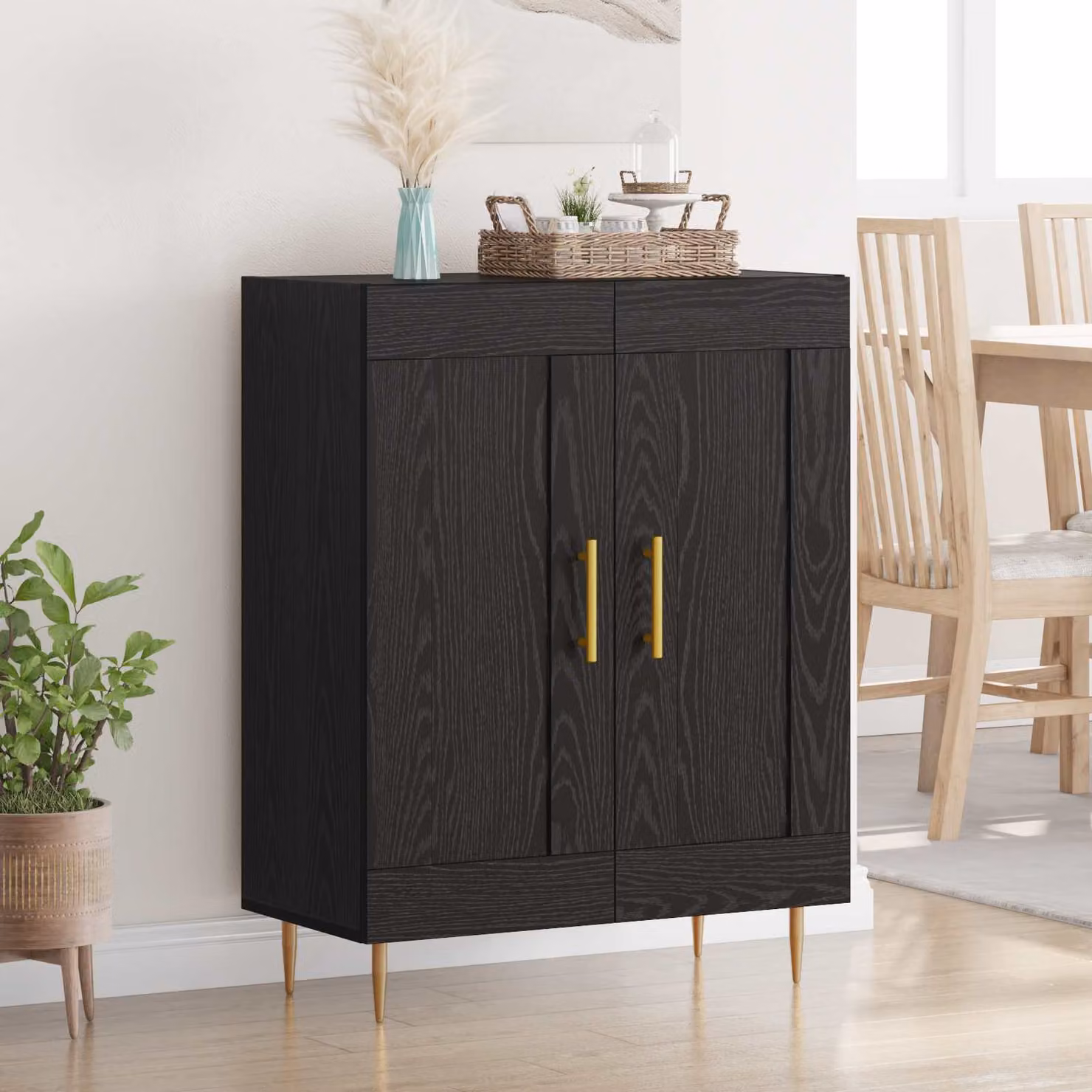 Credenza moderna vidaXL in rovere nero con finitura opaca L/P/H: 69,5 x 34 x 90 cm