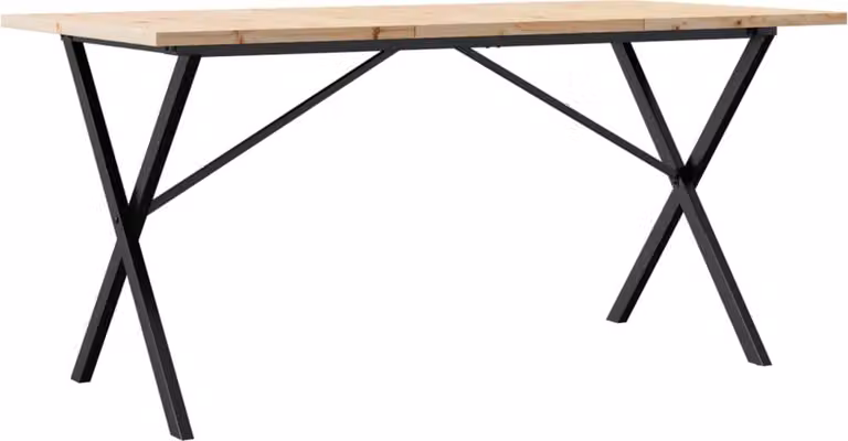 Tavolo da Pranzo Telaio a X 160x80x75,5 cm Legno Pino e Acciaio