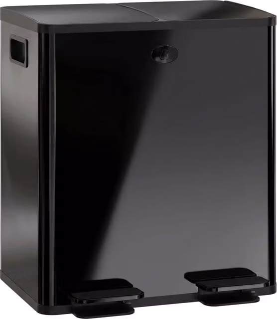 Pattumiera da cucina XYLO con 2 scomparti da 20L in acciaio inox nero e coperchio soft close L/P/H: 45,8 x 36 x 51,6 cm