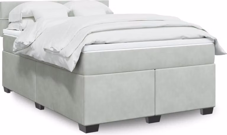 Maison Exclusive - Giroletto a Molle con Materasso Grigio Chiaro 160x200cm Velluto